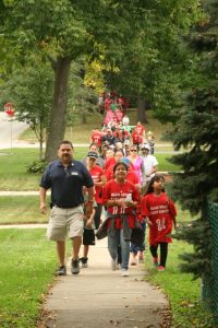 Mayor Pineda on walk with school families