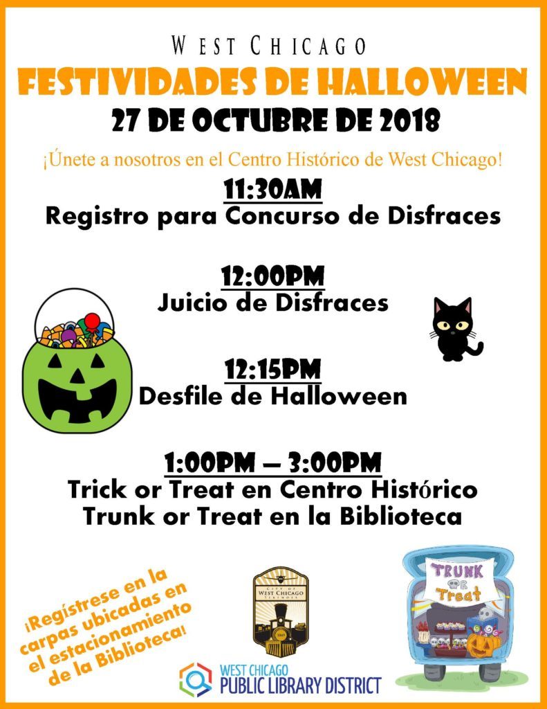 Halloween events poster in Spanish