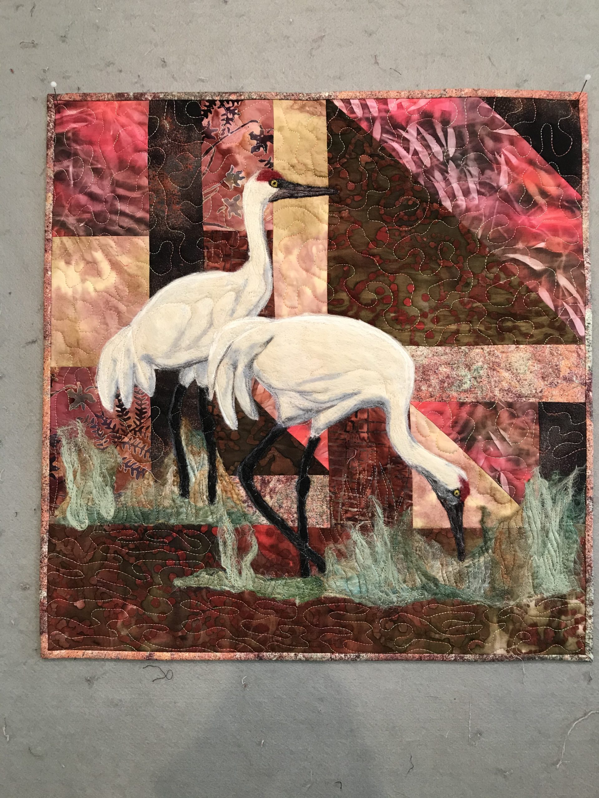 Sharon Malec artwork of two cranes