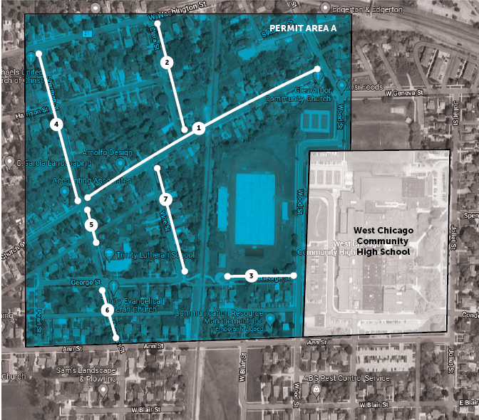 PDHighSchoolParking Permit MapPermit Area A201 City of West Chicago Illinois PD HighSchool Parking Permit Map Permit Area A2 01
